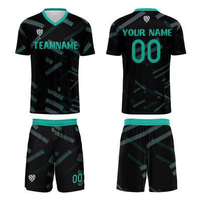 Custom Black Dark Green Soccer Uniform Jersey Kids Adults Personalized Set Jersey Shirt