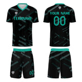 Custom Black Dark Green Soccer Uniform Jersey Kids Adults Personalized Set Jersey Shirt