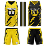 Custom Yellow Black Reversible Basketball Suit for Adults and Kids Personalized Jersey