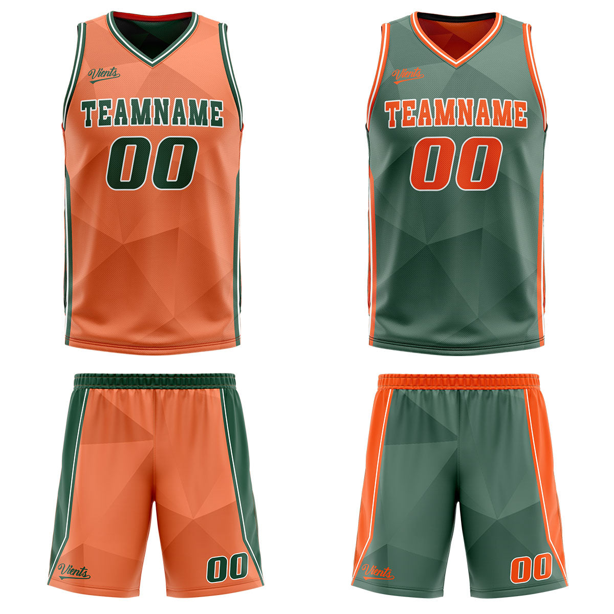 Custom Orange Green Reversible Basketball Suit for Adults and Kids Personalized Jersey