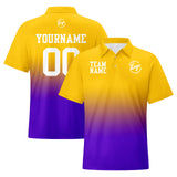 Custom Yellow Purple Football Gradient Polo Shirts  Add Your Unique Logo/Name/Number