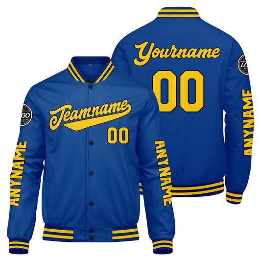 Custom Royal Yellow Varsity Jackets for Men Women Youth Personalized Letterman Jackets