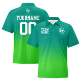 Custom Green Grass Green Football Gradient Polo Shirts  Add Your Unique Logo/Name/Number