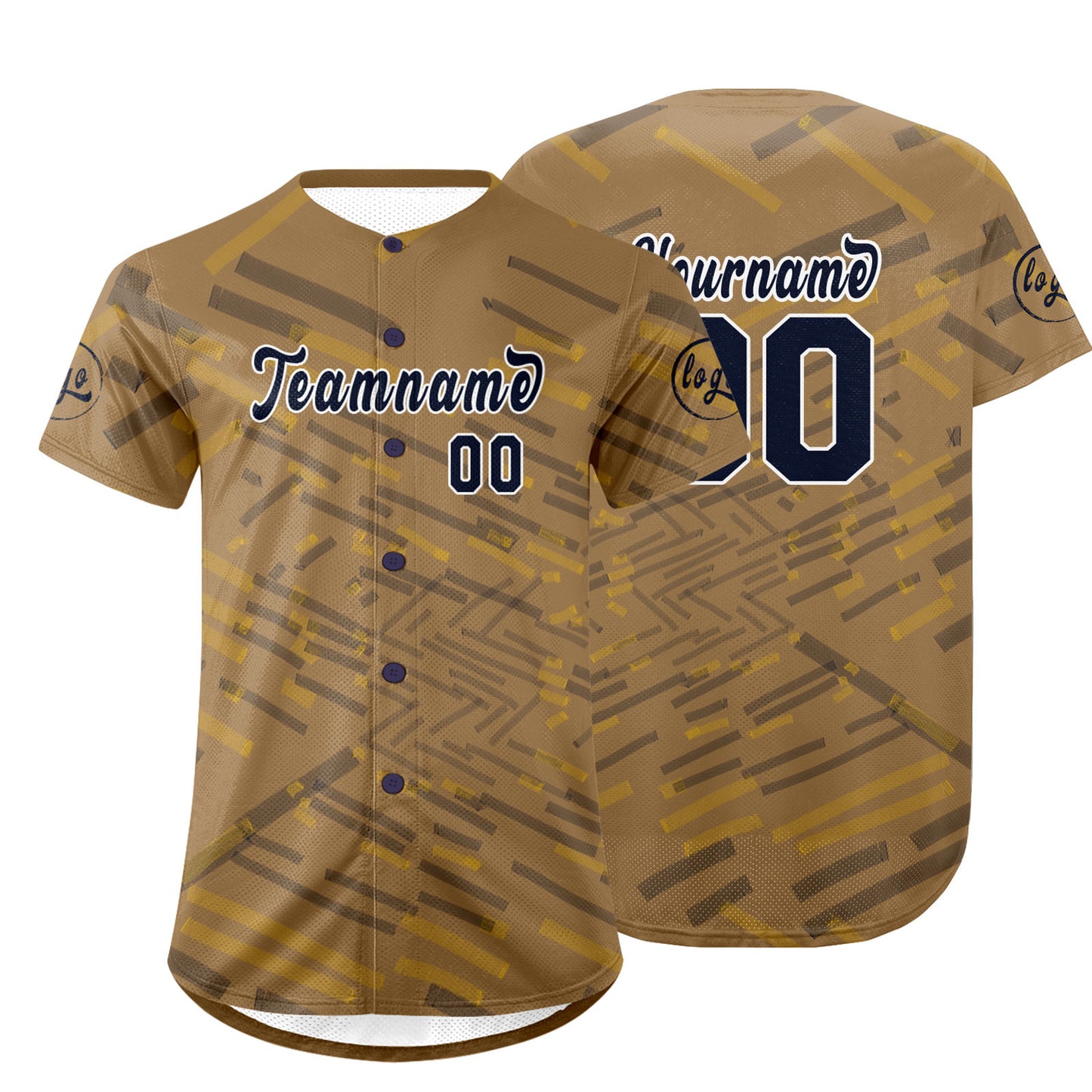 Custom Old Gold Navy Baseball Jersey Personalized Gradient Team Uniforms Shirt with Name Number