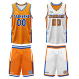 Custom Orange White Blue Reversible Basketball Suit for Adults and Kids Personalized Jersey