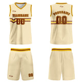 Custom Cream Brown Yellow Basketball Jersey Uniform Suit Printed Your Logo Name Number