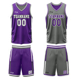 Custom Purple Grey Reversible Basketball Suit for Adults and Kids Personalized Jersey