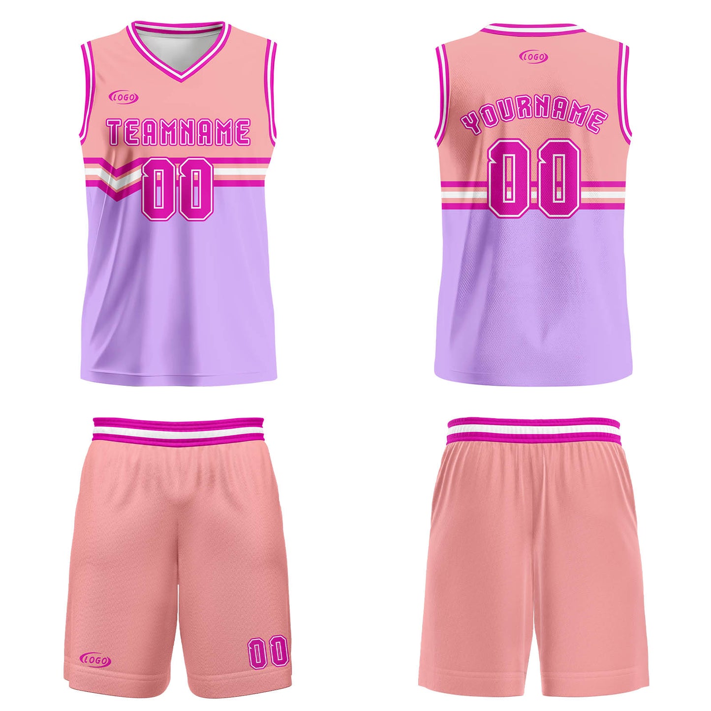 Custom Pink Purple Rose Red Basketball Jersey Uniform Suit Printed Your Logo Name Number