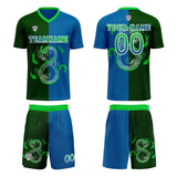 Custom Blue Green Uniform Jersey Kids Adults Personalized Set Jersey Shirt