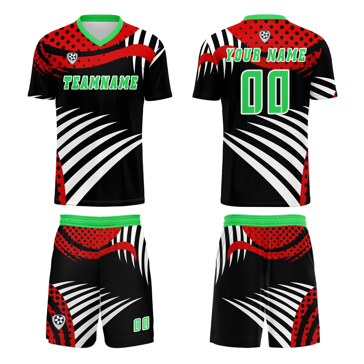 Custom Red Green Uniform Jersey Kids Adults Personalized Set Jersey Shirt