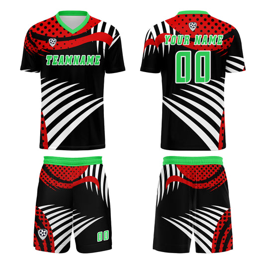 Custom Red Green Uniform Jersey Kids Adults Personalized Set Jersey Shirt