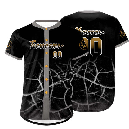 Custom Black Old Gold Baseball Jersey Personalized Gradient Team Uniforms Shirt with Name Number