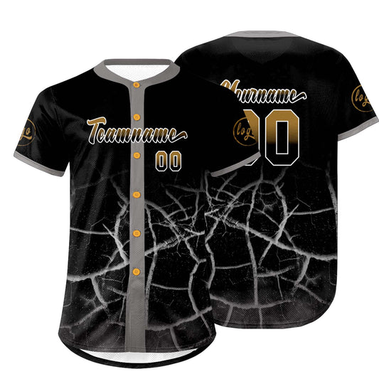 Custom Black Old Gold Baseball Jersey Personalized Gradient Team Uniforms Shirt with Name Number
