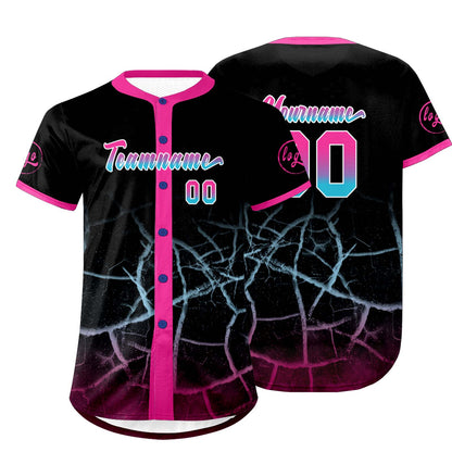 Custom Black Pink Blue Baseball Jersey Personalized Gradient Team Uniforms Shirt with Name Number