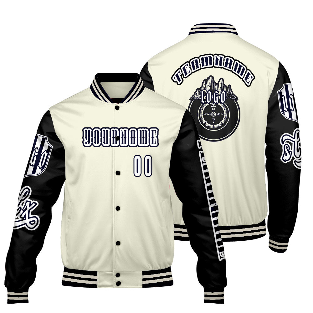 Custom White Black Letterman Varsity Jacket Personalized Embroidery Printing