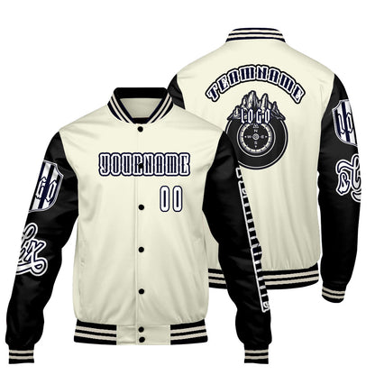 Custom White Black Letterman Varsity Jacket Personalized Embroidery Printing