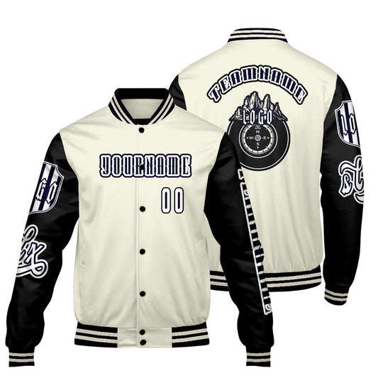 Custom White Black Letterman Varsity Jacket Personalized Embroidery Printing