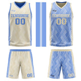 Custom Cream Blue Reversible Basketball Suit for Adults and Kids Personalized Jersey