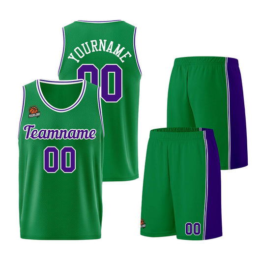 Custom Kelly Green Purple Basketball Jersey for Men Women Adult Youth Stitched Name Number Logo