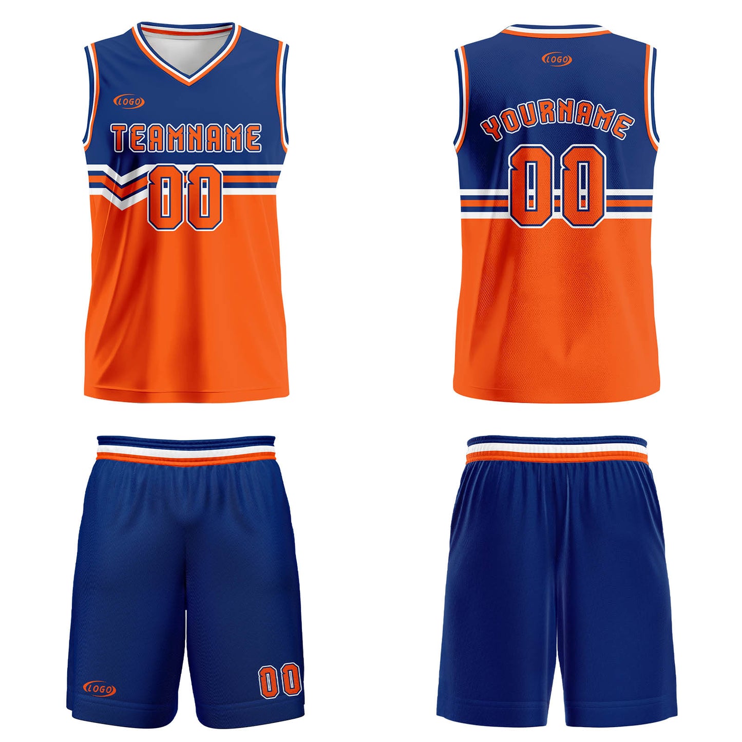 Custom Blue Orange White Basketball Jersey Uniform Suit Printed Your Logo Name Number