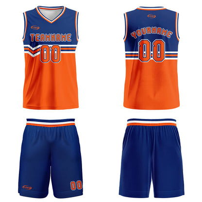 Custom Blue Orange White Basketball Jersey Uniform Suit Printed Your Logo Name Number