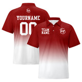 Custom Burgundy White Football Gradient Polo Shirts  Add Your Unique Logo/Name/Number