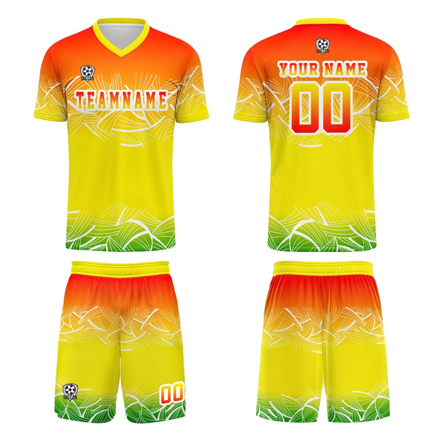Custom Yellow Orange Soccer Uniform Jersey Kids Adults Personalized Set Jersey Shirt