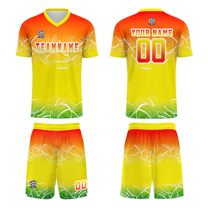 Custom Yellow Orange Soccer Uniform Jersey Kids Adults Personalized Set Jersey Shirt