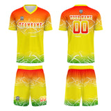 Custom Yellow Orange Soccer Uniform Jersey Kids Adults Personalized Set Jersey Shirt