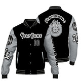 Custom Black Grey Letterman Varsity Jacket Personalized Embroidery Printing