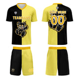 Custom Black Yellow Soccer Uniform Jersey Kids Adults Personalized Set Jersey Shirt