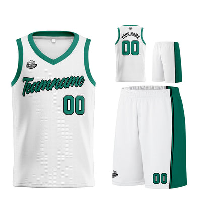 Custom White Green Basketball Jersey for Men Women Adult Youth Stitched Name Number Logo