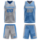 Custom Grey Blue Reversible Basketball Suit for Adults and Kids Personalized Jersey
