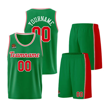 Custom Kelly Green Red Basketball Jersey for Men Women Adult Youth Stitched Name Number Logo
