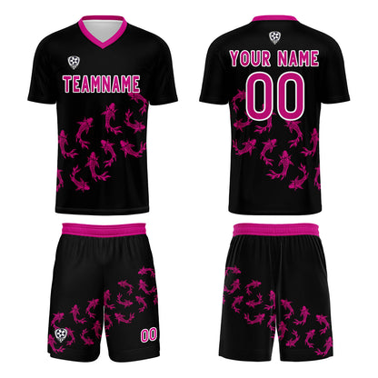 Custom Black Soccer Uniform Jersey Kids Adults Personalized Set Jersey Shirt