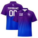 Custom Purple Blue Football Gradient Polo Shirts  Add Your Unique Logo/Name/Number