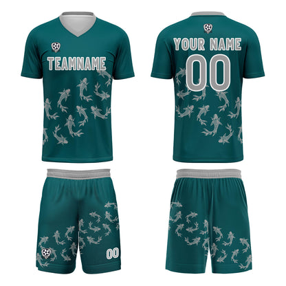 Custom Dark Green Soccer Uniform Jersey Kids Adults Personalized Set Jersey Shirt