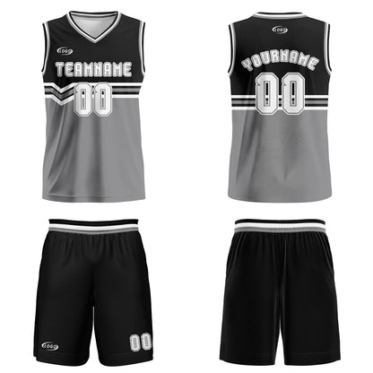 Custom Black Gray White Basketball Jersey Uniform Suit Printed Your Logo Name Number