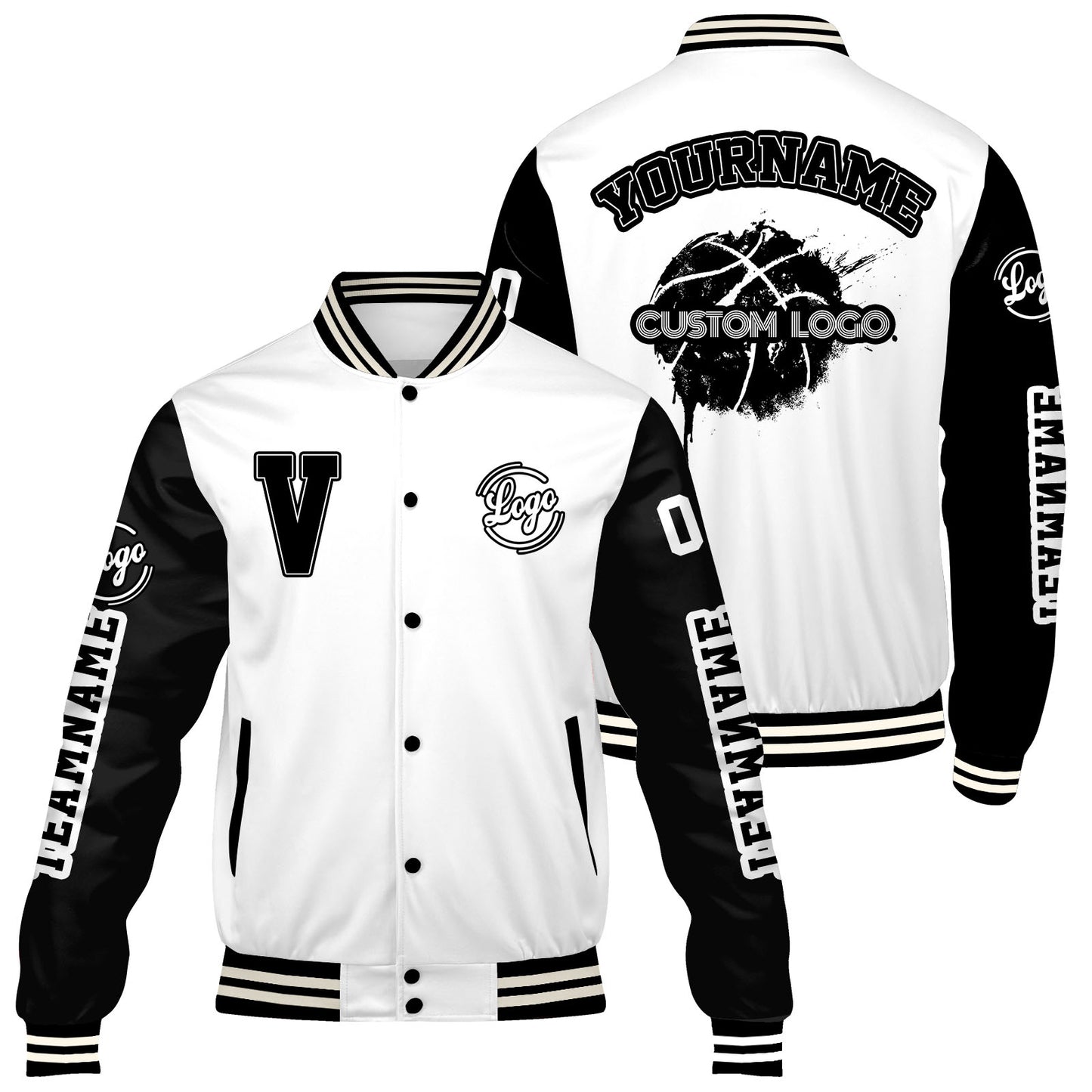 Custom White Black Varsity Jackets for Men Women Youth Personalized Letterman Jackets