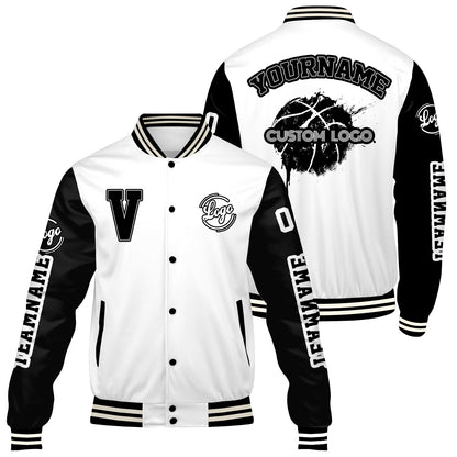 Custom White Black Varsity Jackets for Men Women Youth Personalized Letterman Jackets