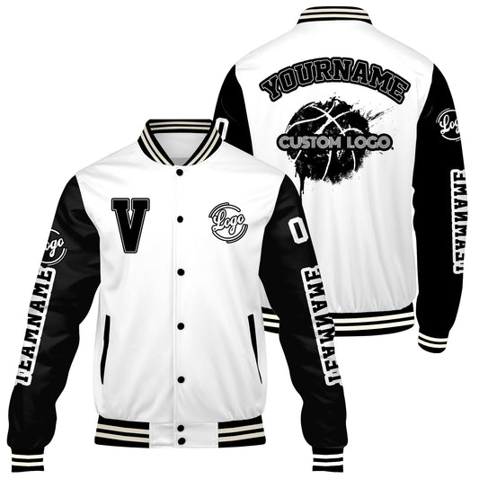 Custom White Black Varsity Jackets for Men Women Youth Personalized Letterman Jackets
