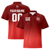 Custom Burgundy Red Football Gradient Polo Shirts  Add Your Unique Logo/Name/Number