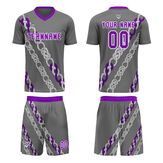 Custom Gray Violet Uniform Jersey Kids Adults Personalized Set Jersey Shirt