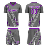 Custom Gray Violet Uniform Jersey Kids Adults Personalized Set Jersey Shirt