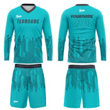 Custom Cyan Dark Gray Basketball Soccer Football Shooting Long T-Shirt for Adults and Kids