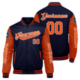 Custom Navy Orange Varsity Jackets for Men Women Youth Personalized Letterman Jackets