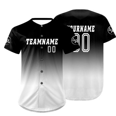 Custom Black White Baseball Jersey Personalized Gradient Team Uniforms Shirt with Name Number