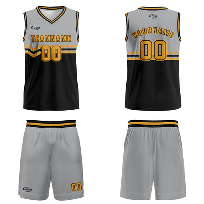 Custom Grey Black Yellow Basketball Jersey Uniform Suit Printed Your Logo Name Number