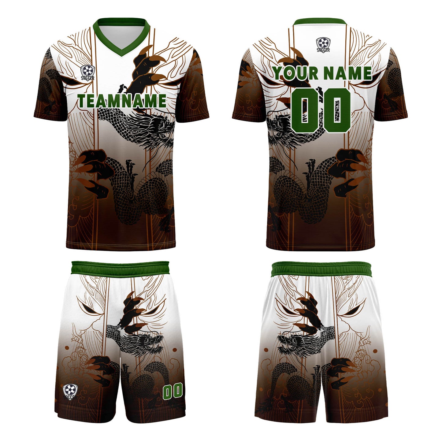 Custom Brown Green Uniform Jersey Kids Adults Personalized Set Jersey Shirt