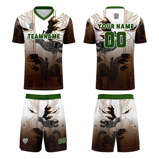Custom Brown Green Uniform Jersey Kids Adults Personalized Set Jersey Shirt